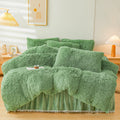 Fluffy Sage Green Faux Fur Comforter Cover Set Twin - Plush
