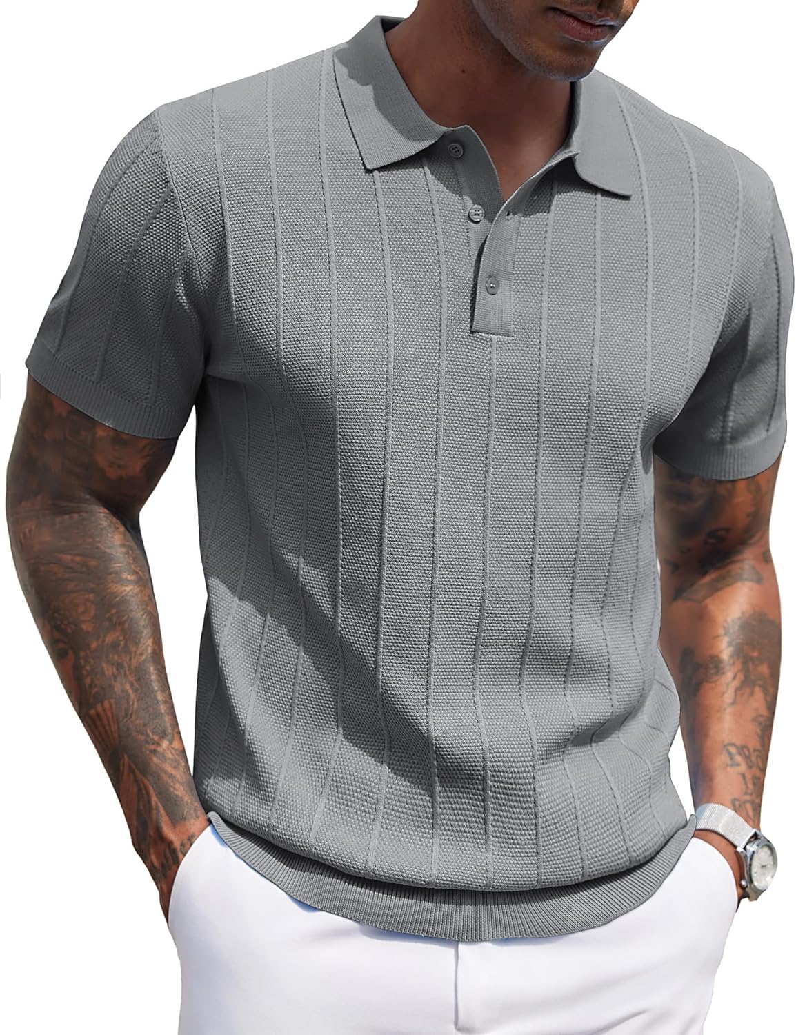 Stylish COOFANDY Mens Knit Polo Shirts for Casual Golf Wear