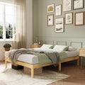 Novilla 12 in Wooden Full Size Bed Frame - Solid Pine Platform