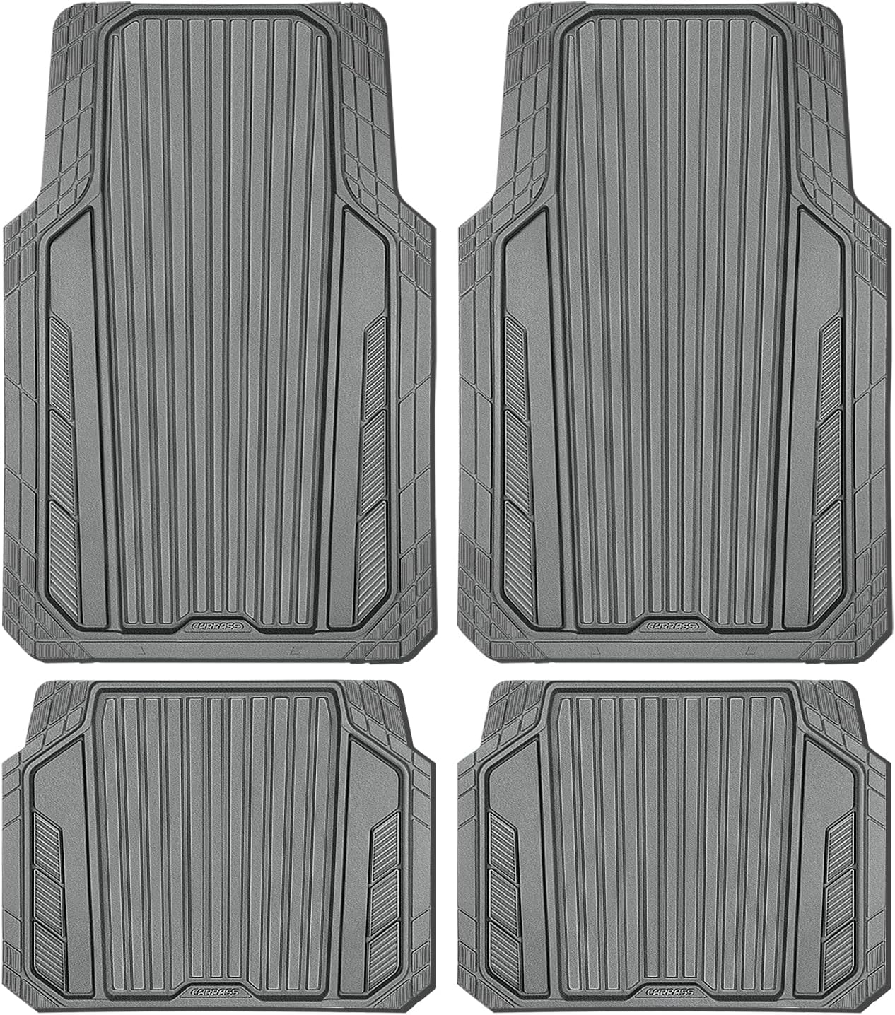 CAR PASS Heavy Duty Sporty Rubber Car Mats for All Seasons