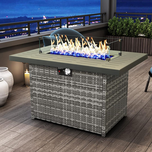 44 Inch Propane Gas Fire Pit Table for Outdoor Patio Use