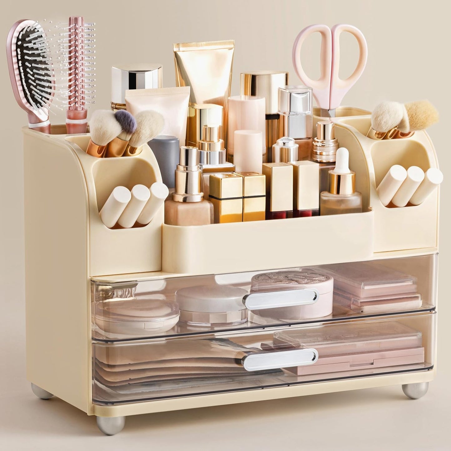 HBlife Makeup Organizer for Vanity with Brush Holder and Storage