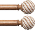 Wood Curtain Rods for Windows 2 Pack 1 in Adjustable Heavy Duty - Boho