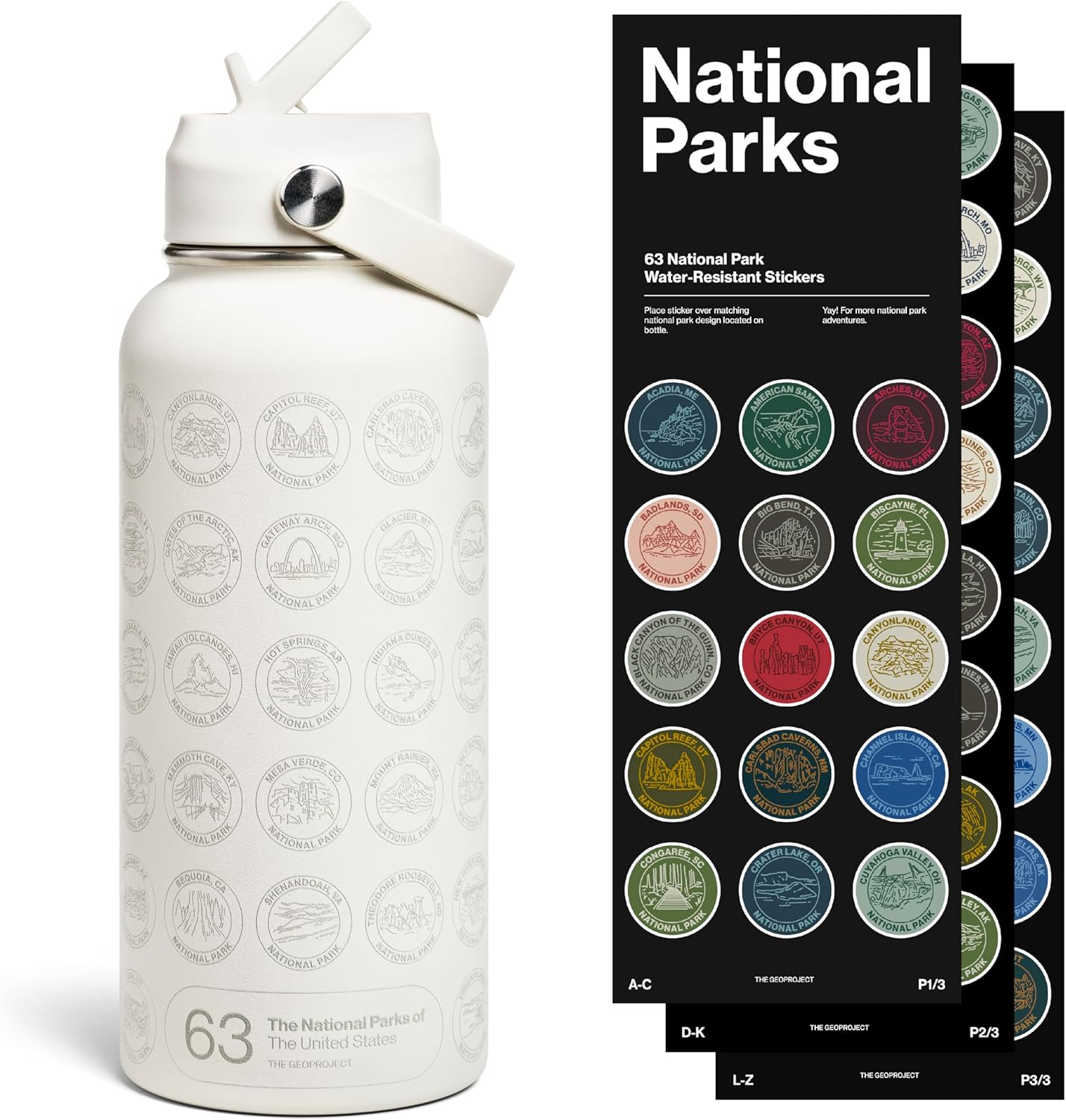 National Parks Water Bottle with Stickers Kit for Adventures