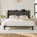 King Size Bed Frame with Wingback Tufted Storage Headboard - Fast