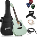 Mint Green Full-Size Cutaway Thinline Acoustic-Electric Guitar