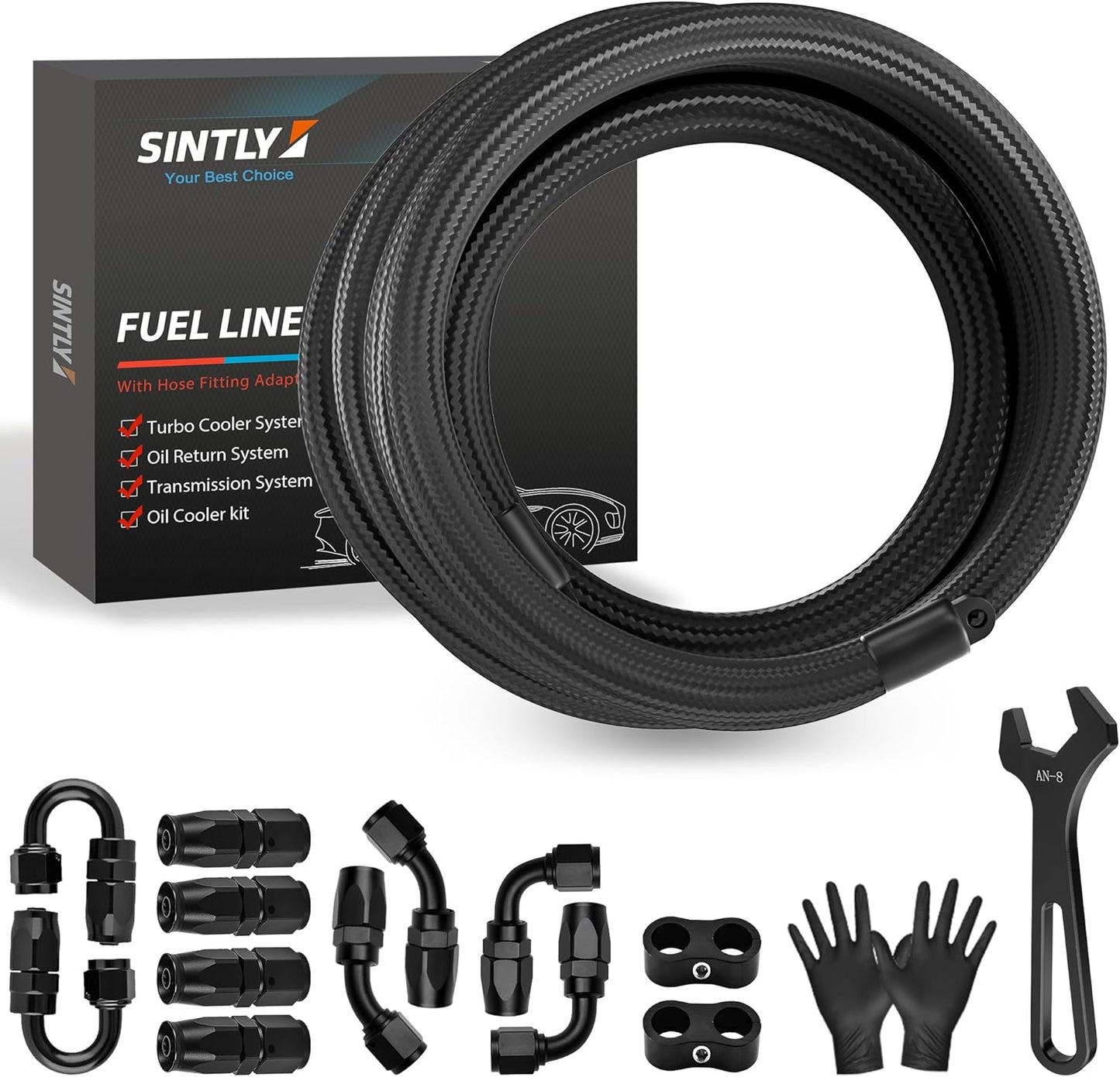 8AN 20FT Fuel Line Hose Kit with Swivel Fittings for Performance