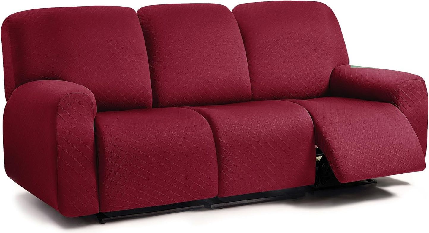 ULTICOR Squared Jacquard Design Recliner Sofa Covers for 3 Seater