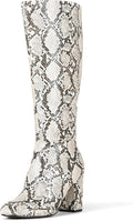 Women's Tall Heel Boot with Faux Snakeskin Upper - Comfortable Fit