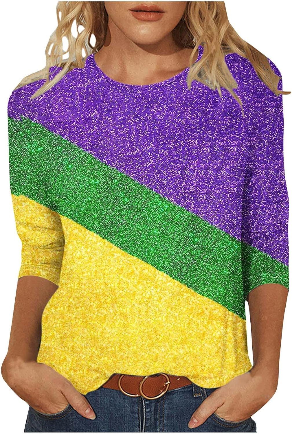 Mardi Gras Women's Mask Print Blouse - Festive Fun!