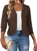 3/4 Sleeve Cropped Cardigan Shrug - Lightweight Hollowed Summer Layer