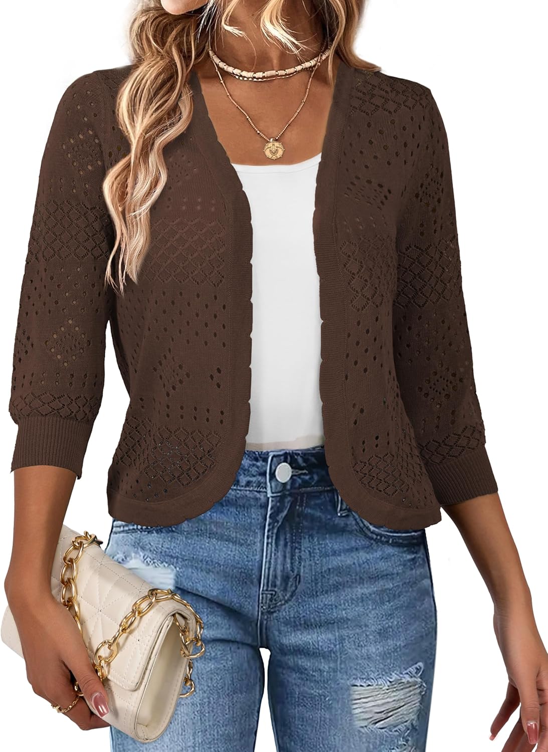 REDHOTYPE Women's 3/4 Sleeve Cardigan for Summer Style