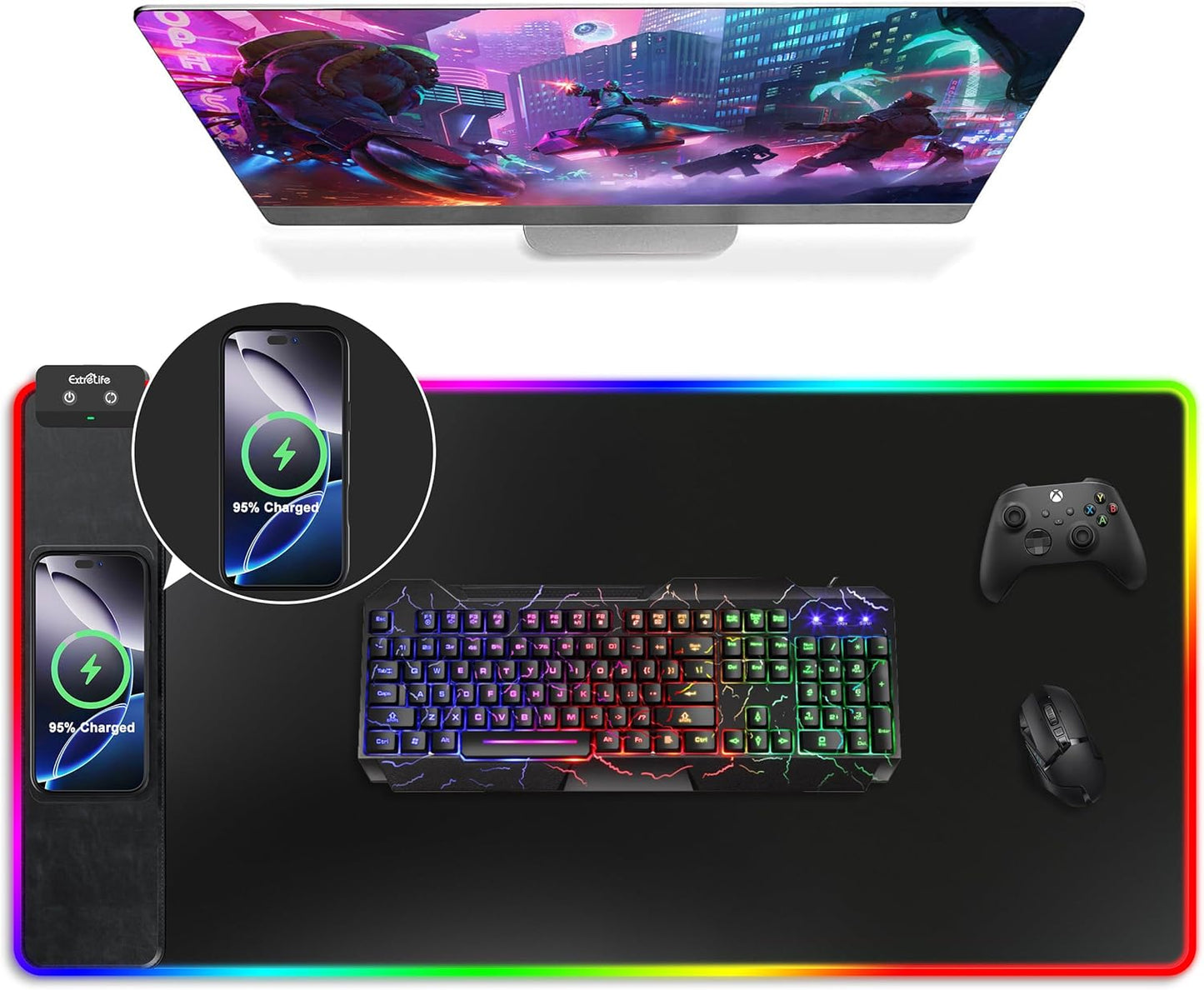 ExtreLife Wireless Charging Mouse Pad - Ultimate Gaming Efficiency