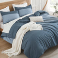 Litanika Haze Blue Comforter Set Queen - Lightweight Colorblock