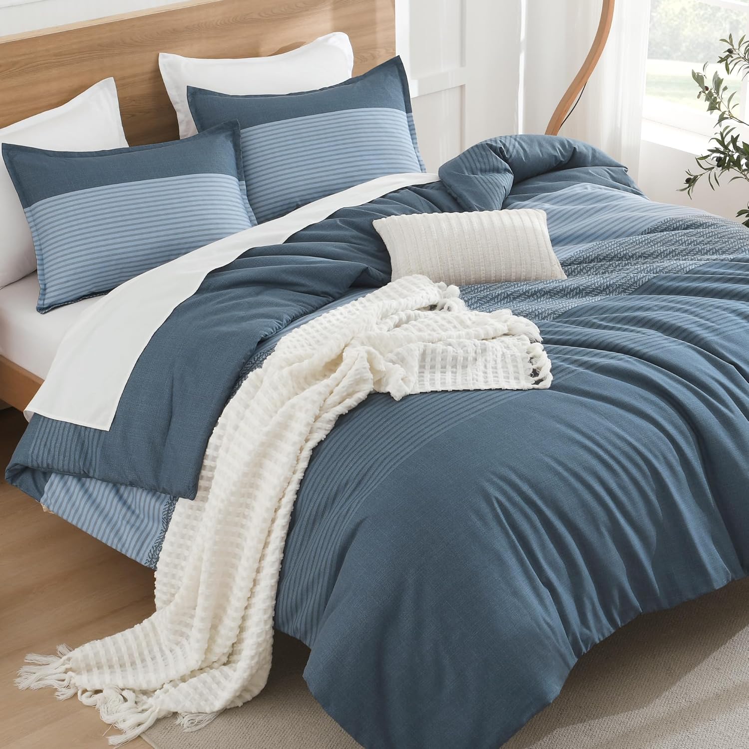 Litanika Haze Blue Comforter Set Queen - Stylish Bedding Set