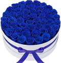 50 Piece Royal Blue Roses in Velvet Box for Lasting Memories