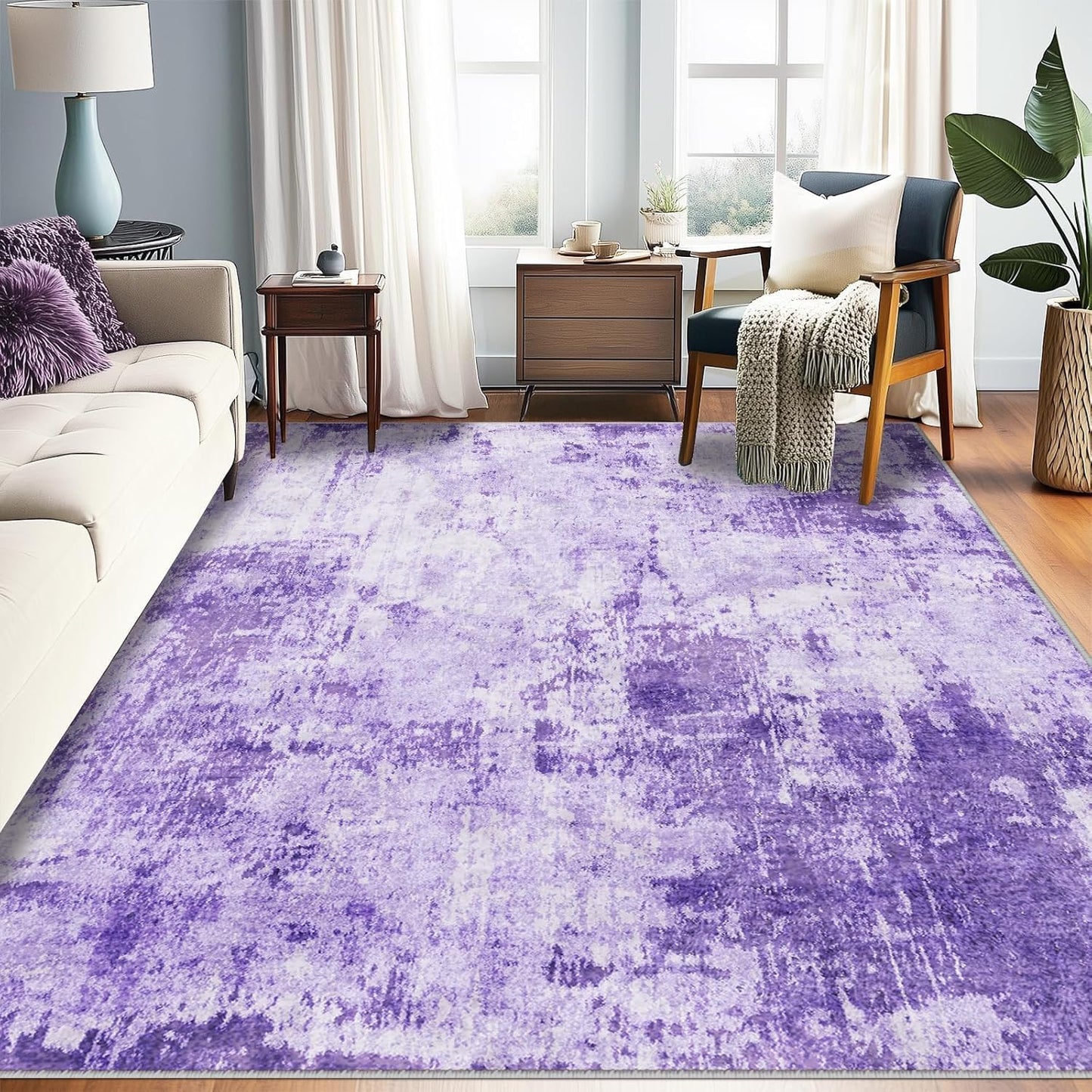 Washable Area Rugs 9ftx12ft Non-Slip Soft Modern Abstract Design