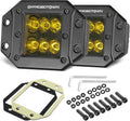 Flush Mount LED Pods Yellow 5in Amber Driving Lights - High Visibility