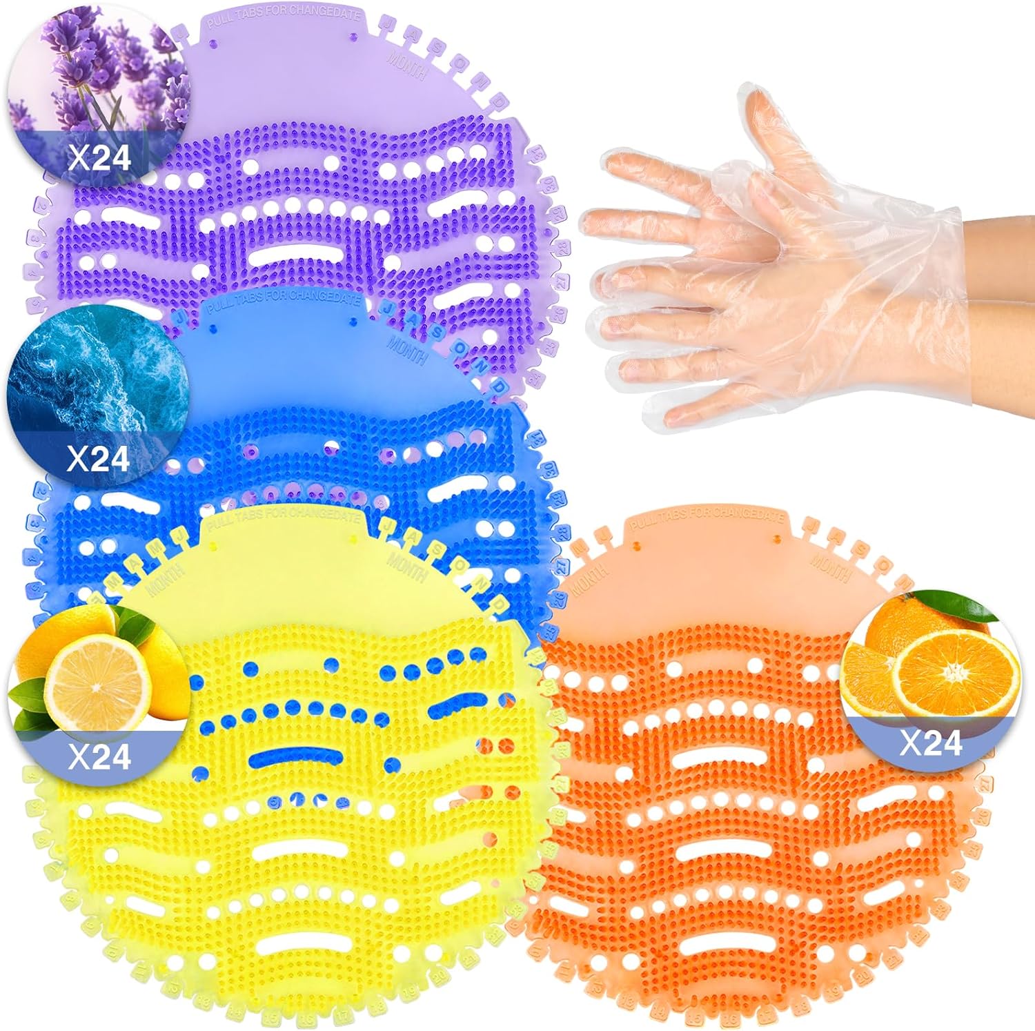 96 Pack Urinal Deodorizer Screen with Gloves for Odor Control