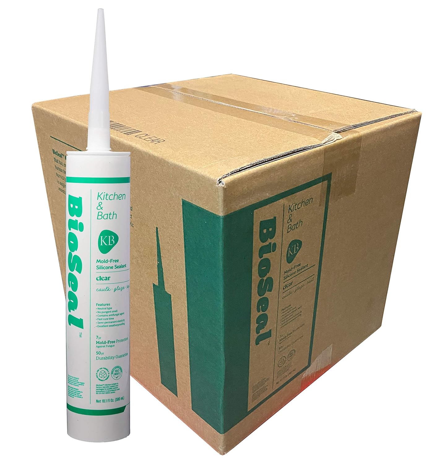 Clear BioSeal 100% Silicone Sealant for Kitchen and Bath Use