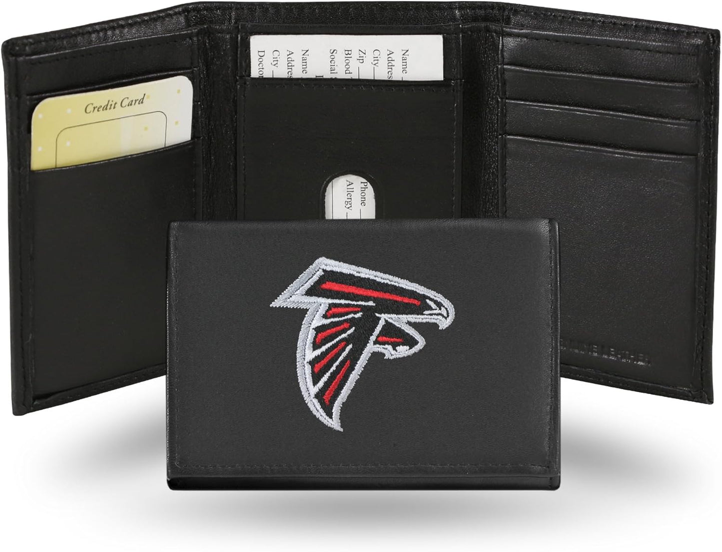 NFL Embroidered Genuine Leather Tri-fold Wallet for Fans