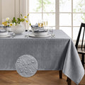 Gray 60in x 120in Continental Solid Texture Tablecloth - Water & Stain