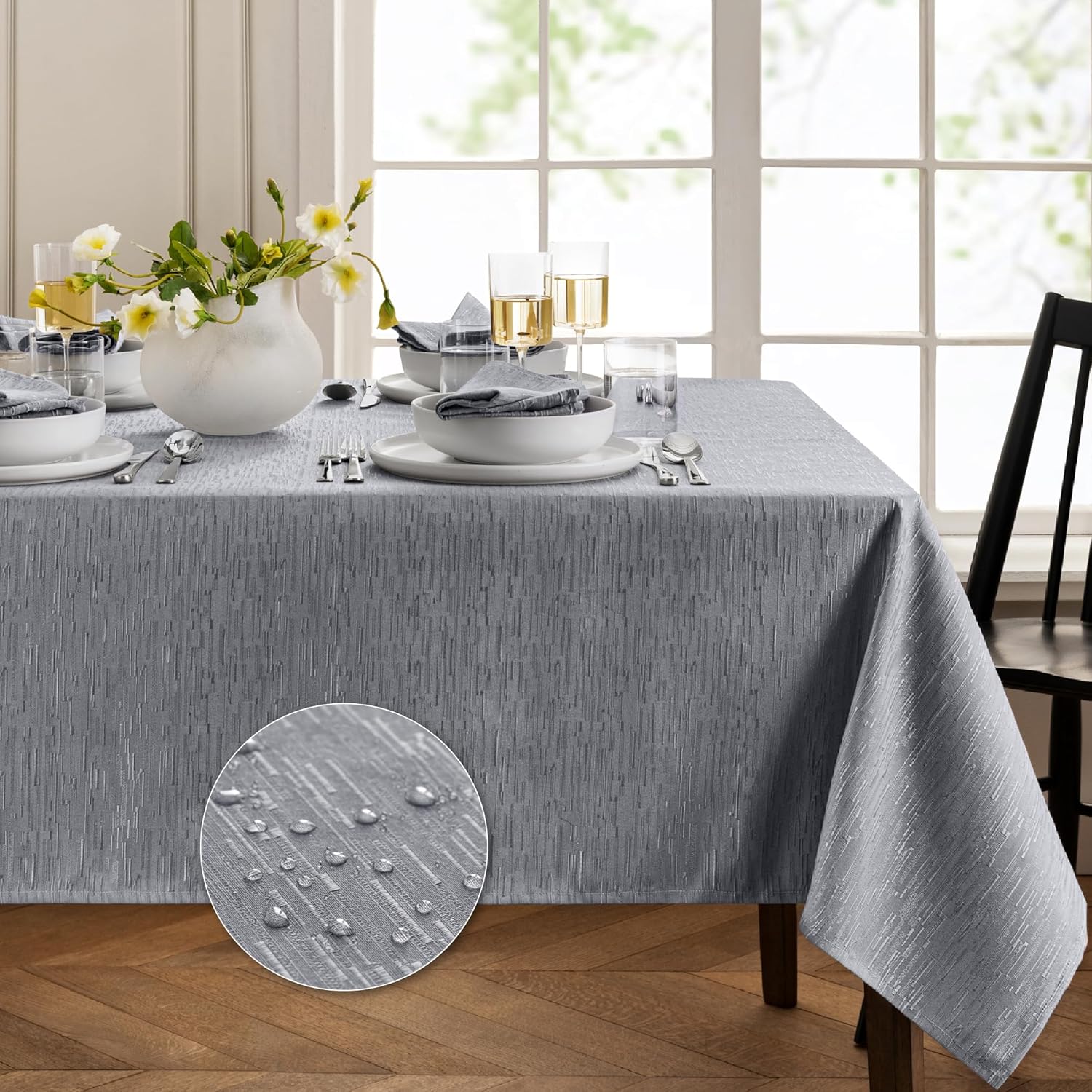 Continental Solid Texture Tablecloth - Water & Stain Resistant