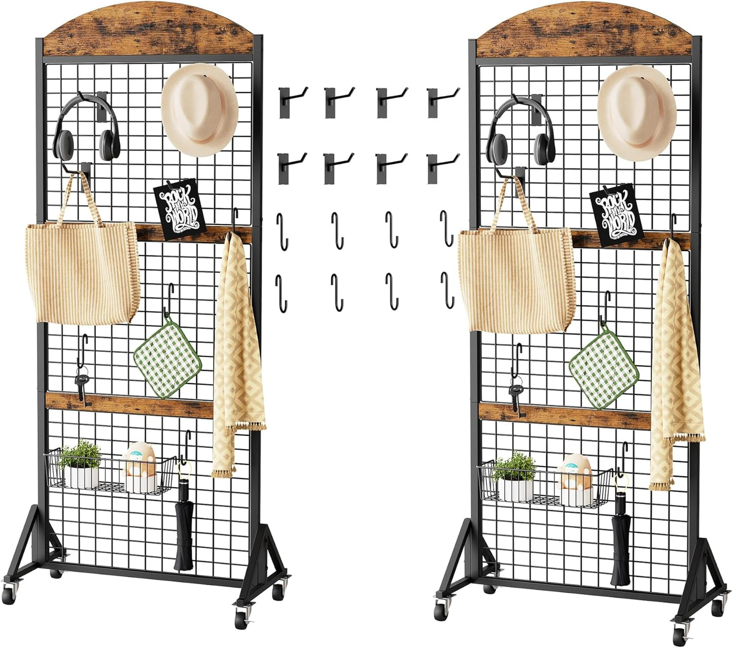 Grid Wall Panel Display Rack for Versatile Home and Retail Use