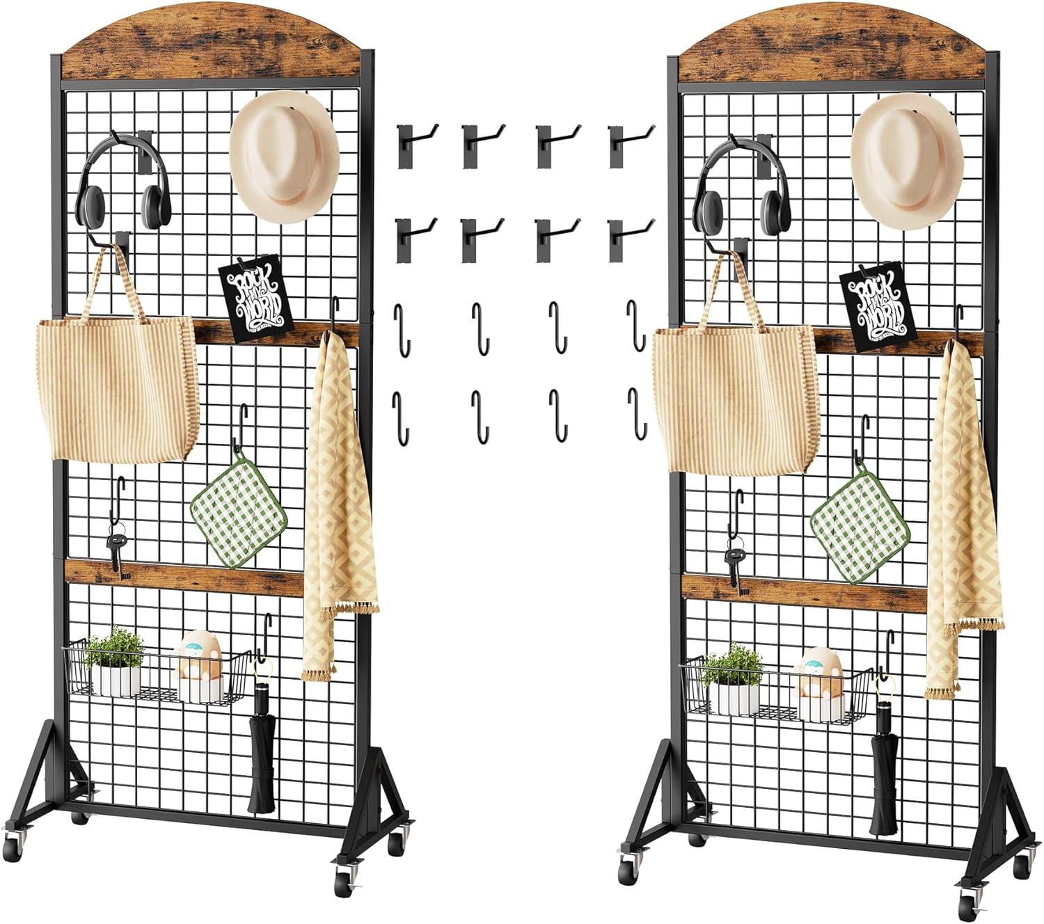 Grid Wall Panel Display Rack for Versatile Home and Retail Use