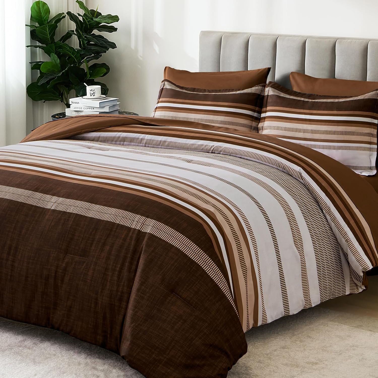 Dobuyly Fall Comforter Full Size Set 7 Pieces for Cozy Nights
