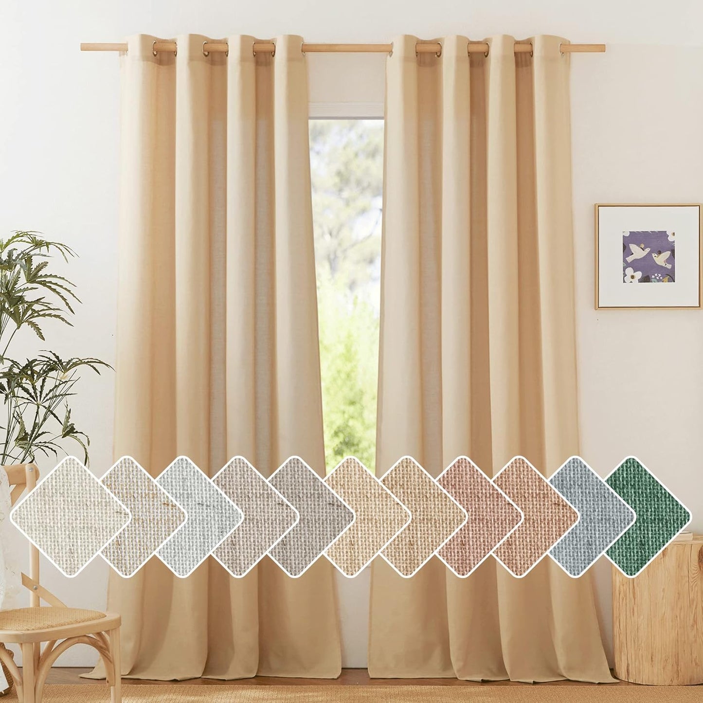 NICETOWN Linen Burlap Curtains for Stylish Home Decor