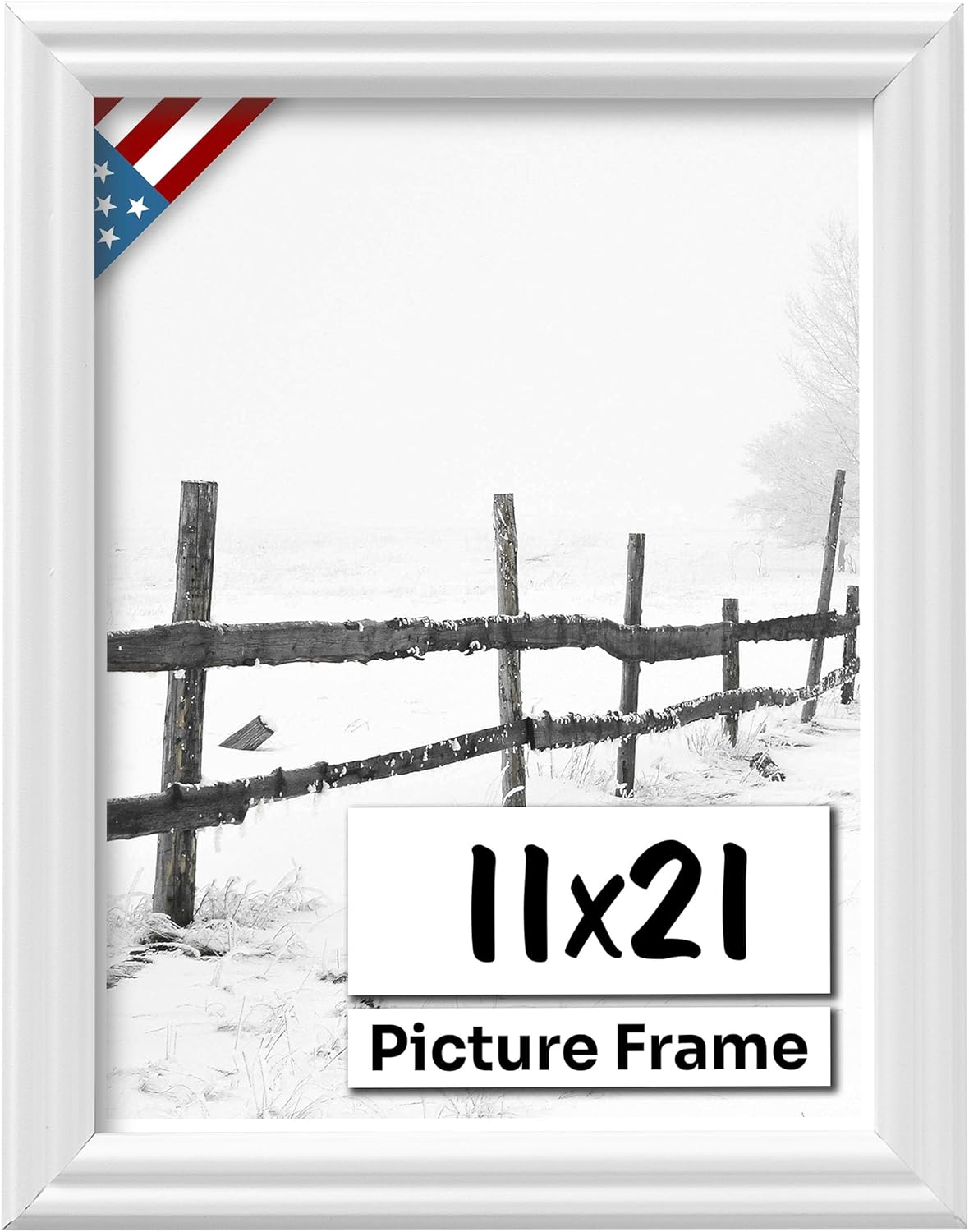 White 11x21 Picture Frame with UV-Blocking Plexiglass for Art