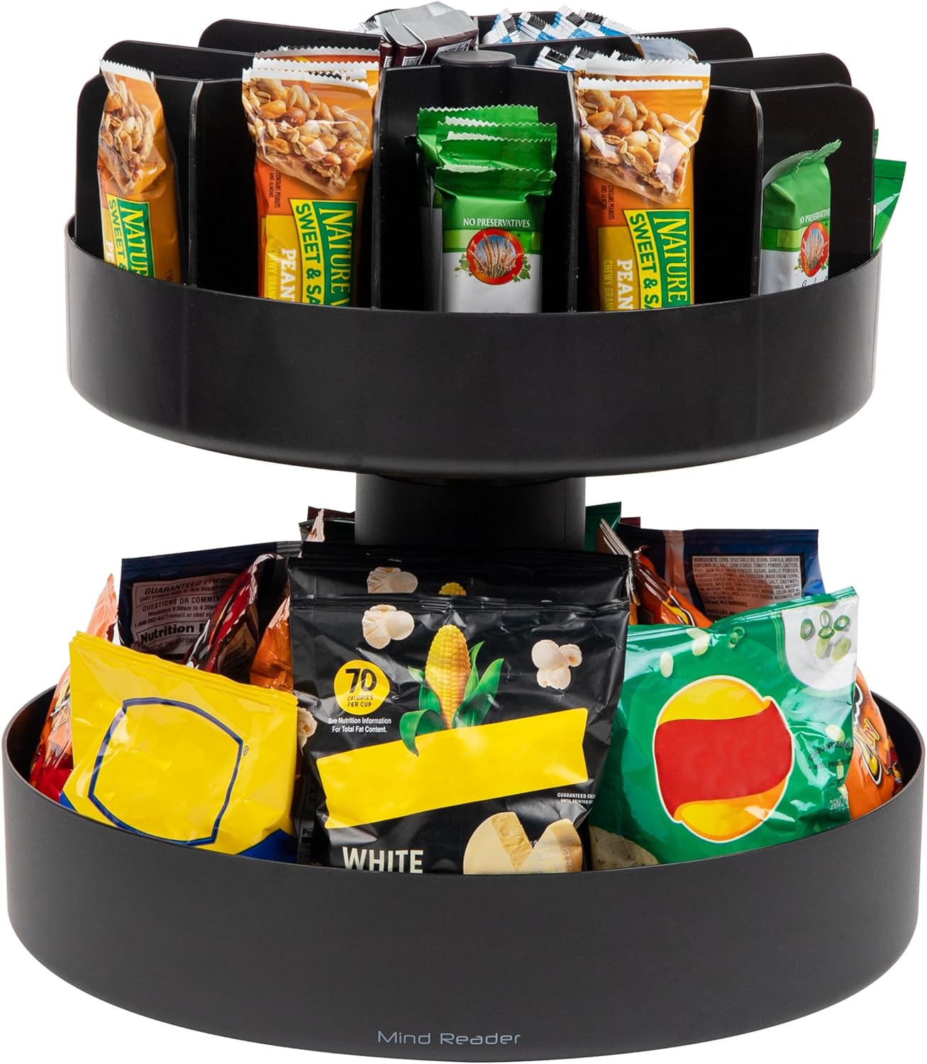 Mind Reader 2-Tier Snack Carousel for Organized Breakroom Use