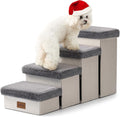 Dog Stair for Small Dogs with Storage - Foldable 4-Tier Pet Step