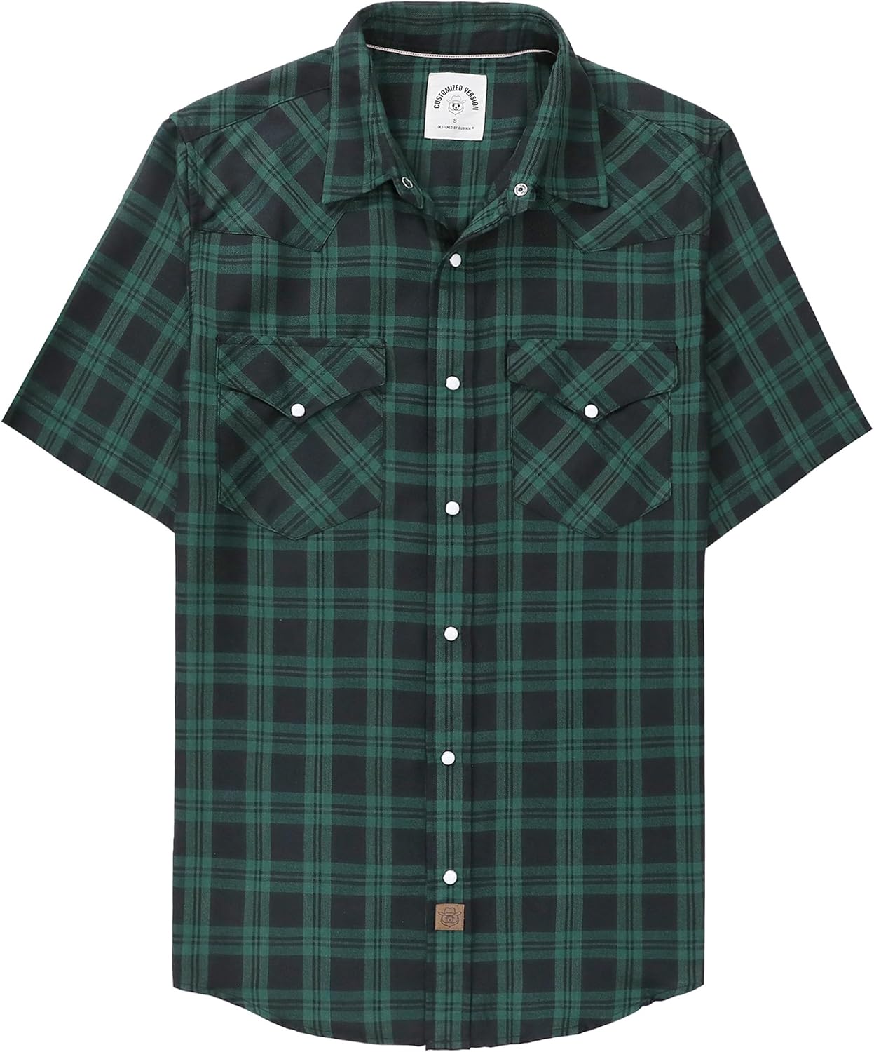 Stylish Mens Short Sleeve Plaid Shirts with Pearl Snaps