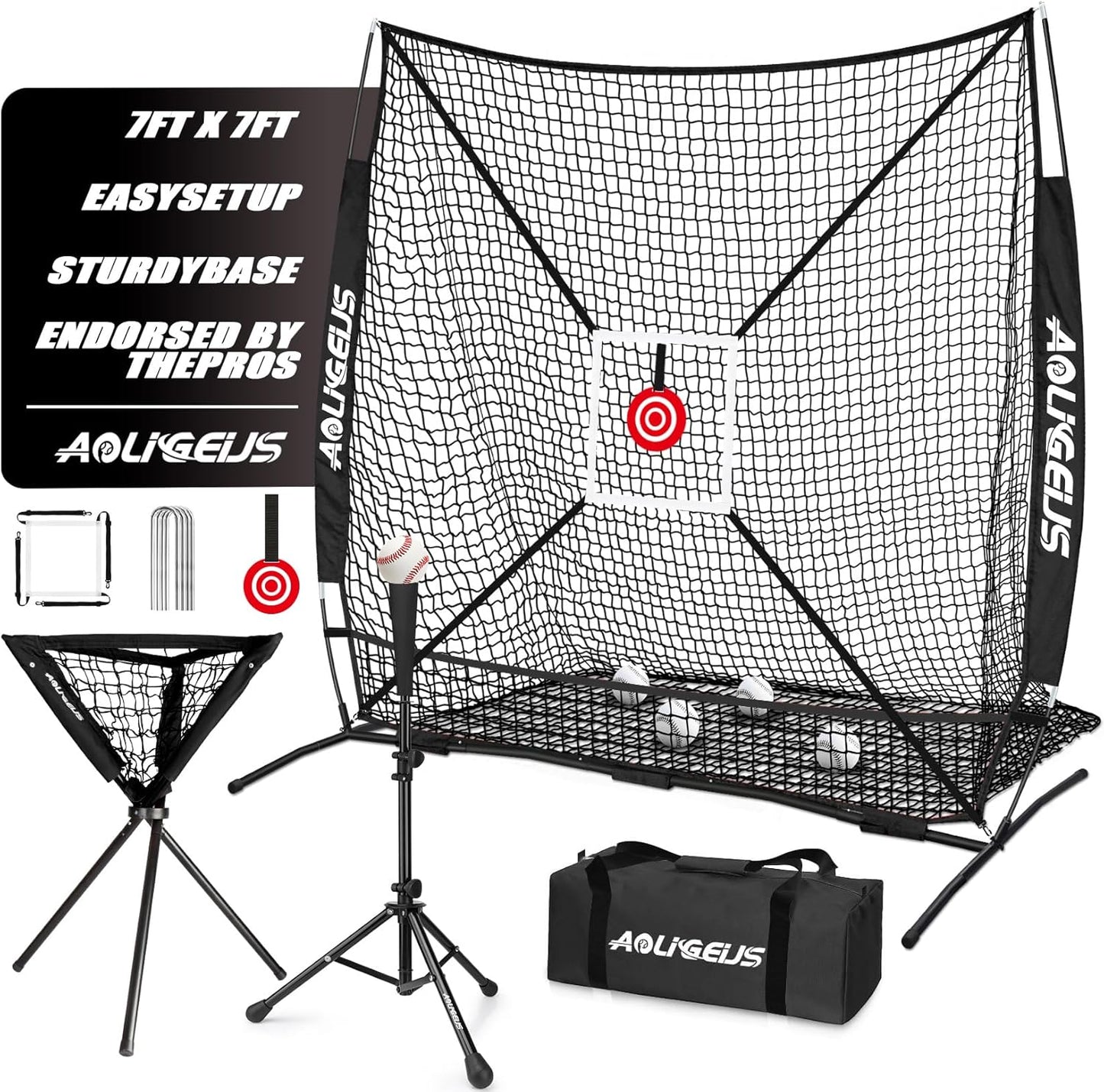 6ftX6ft Baseball Softball Practice Net with Batting Tee and Caddy