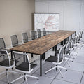 Conference Table 18ft Office Computer Desk for 20 People - Rustic