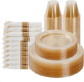 Gold Glitter Plastic Dinnerware Set for 25 Guests - Stylish Disposable