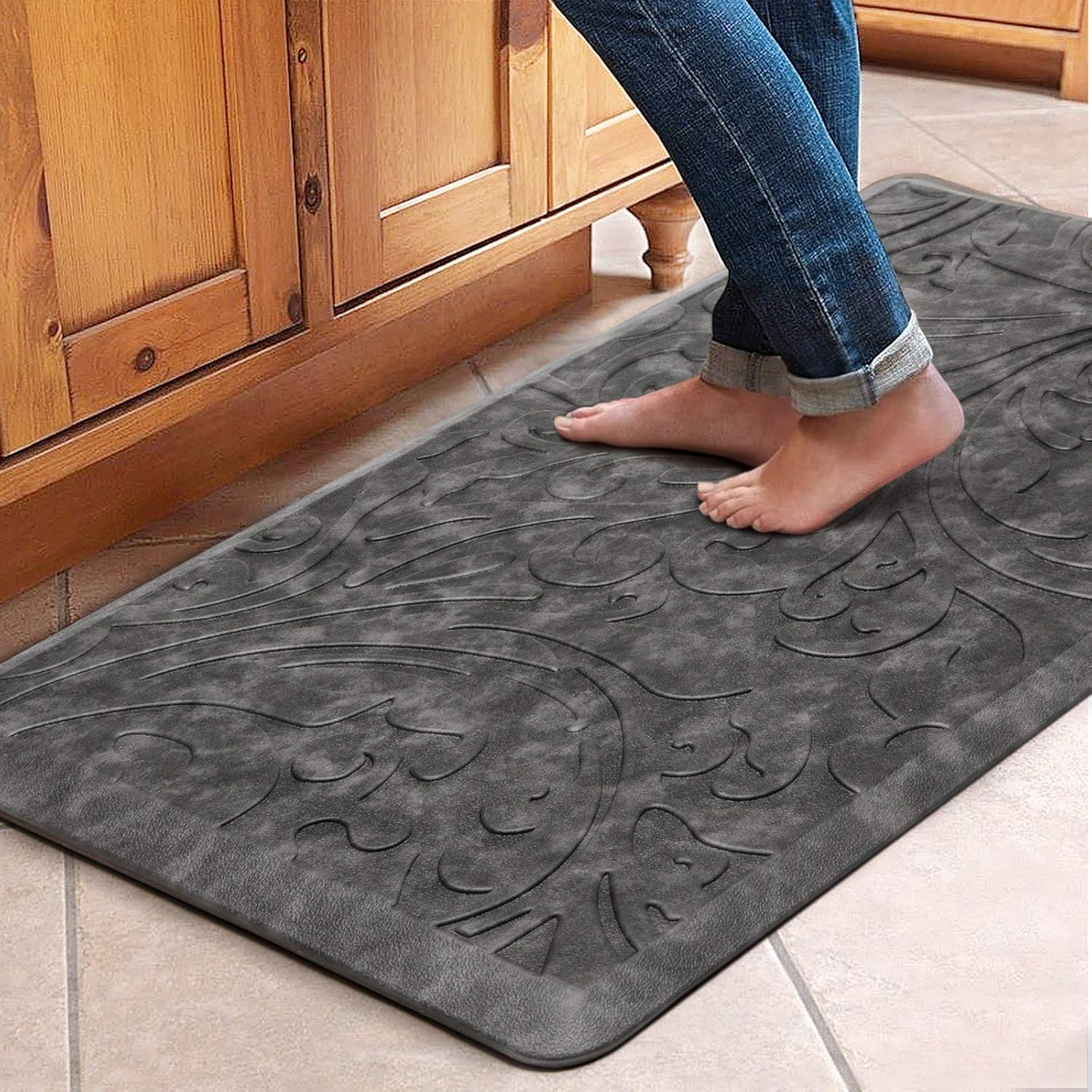 KMAT Kitchen Mat Cushioned Anti-Fatigue Waterproof Non-Slip Rug