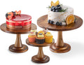 Set of 3 Acacia Wood Cake Stand Set - Rustic Farmhouse Dessert