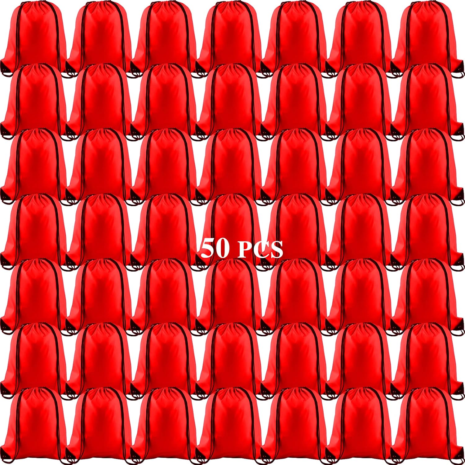 KUUQA 50Pcs Red Drawstring Backpack Bags for Gym and Travel