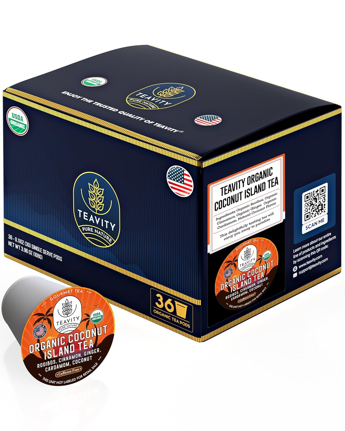 Organic Coconut Island Tea Pods for Keurig - Tropical Bliss