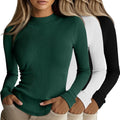 Riyiper 3 Pack Women's Ribbed Mock Turtleneck Tops - Slim (Style WKKB)