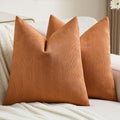 Burnt Orange Chenille Throw Pillow Covers 26x26 in - Cozy Modern Look
