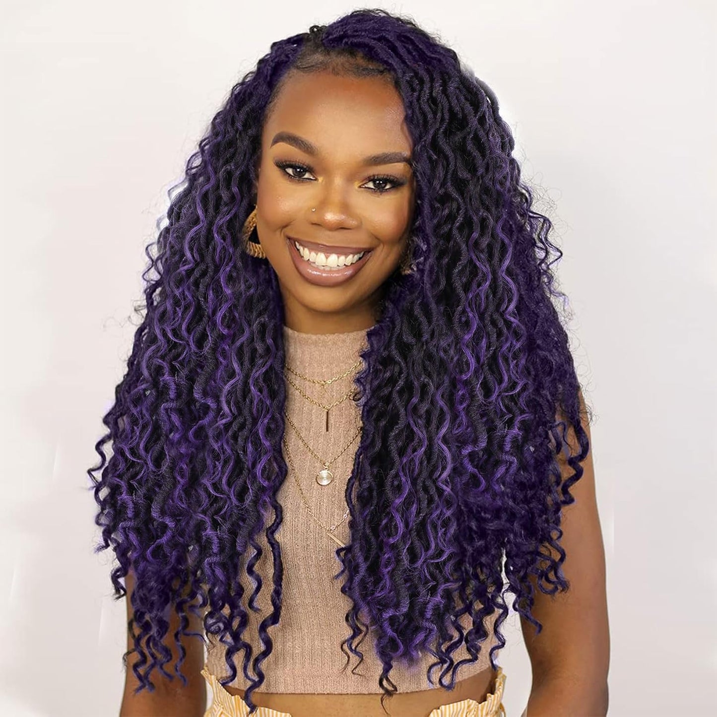 Goddess Locs Crochet Hair 18 Inch for Black Women - Purple