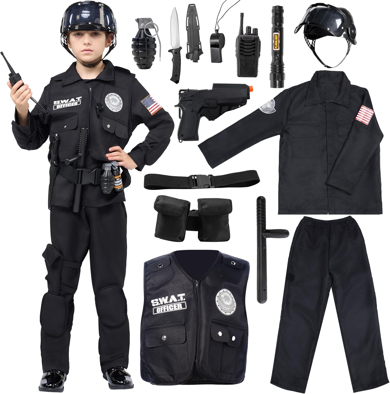 Spooktacular Creations SWAT Officer Costume for Kids Halloween Fun