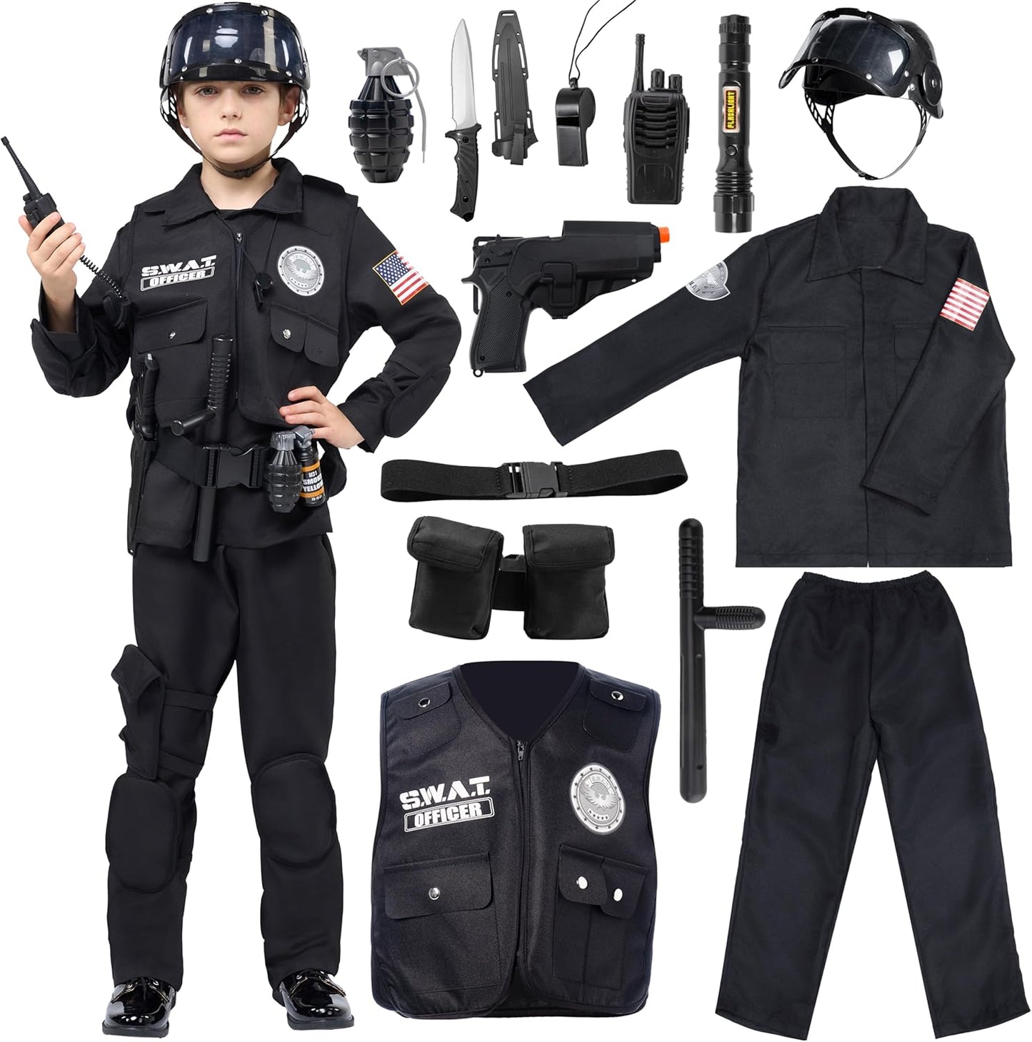 Spooktacular Creations SWAT Officer Costume for Kids Halloween Fun