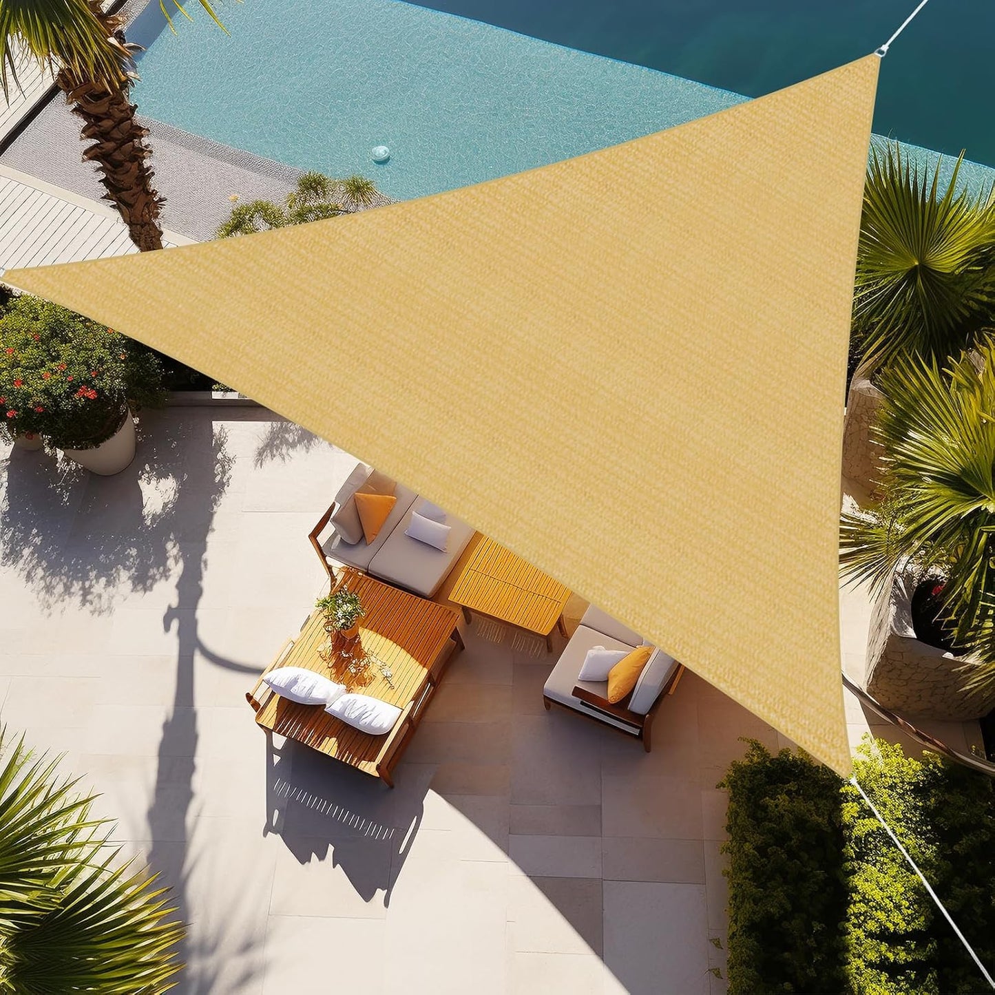 Triangle Sun Shade Sail 16ftX16ftX16ft for Patio and Garden