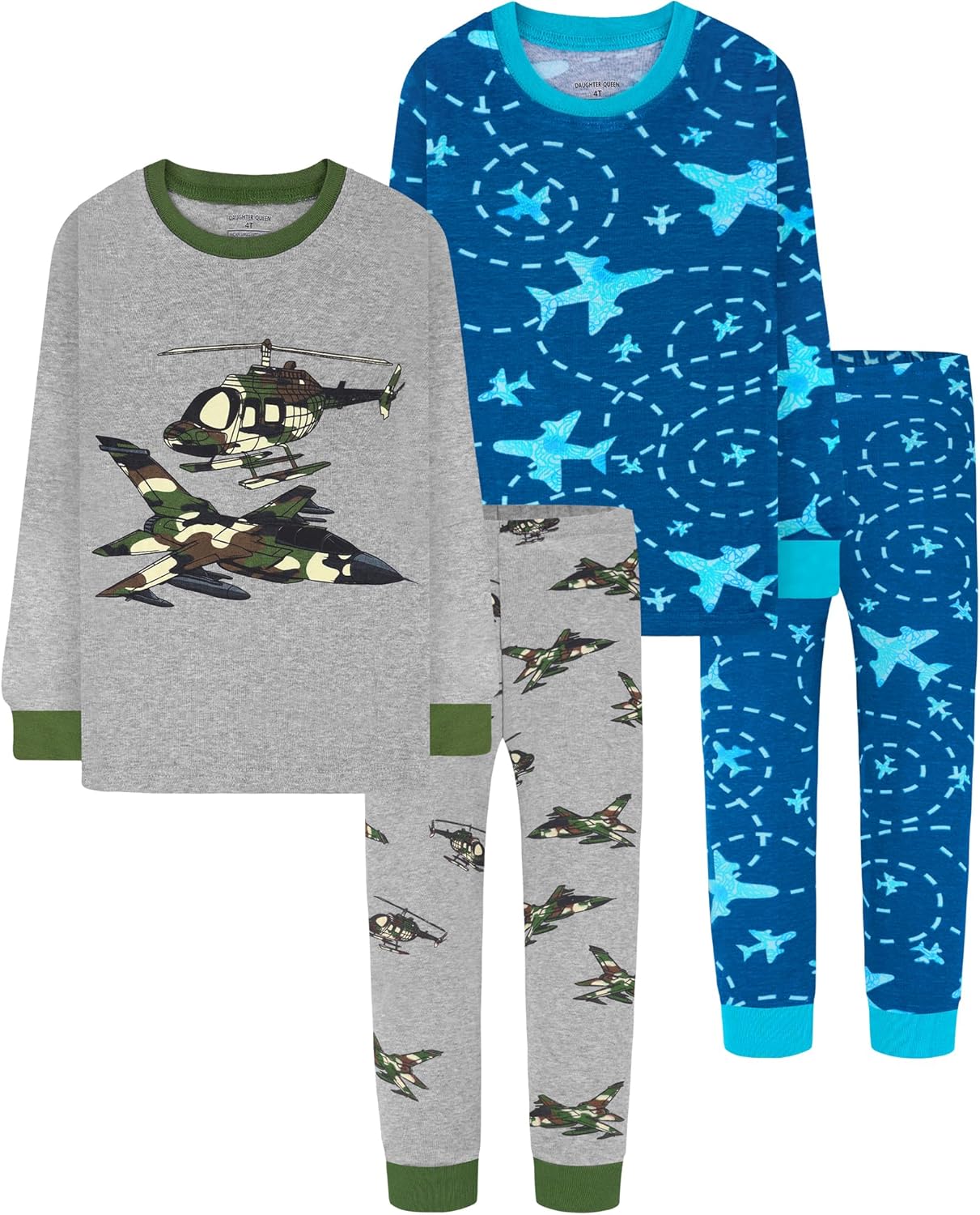 Boys 100% Cotton Long Sleeve Pajamas for Ages 18 Months to 12 Years