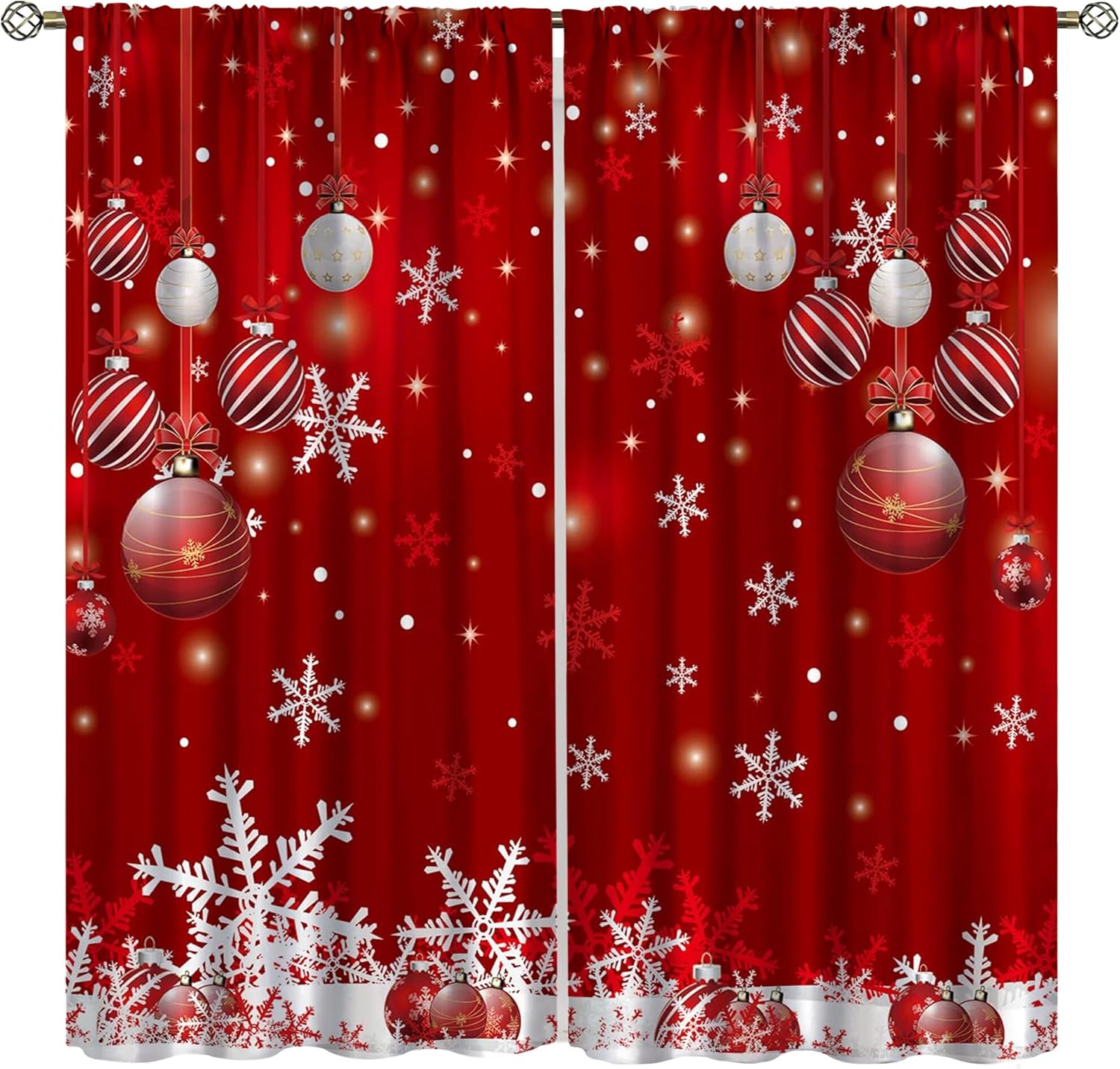 Glitter Snowflake Christmas Curtains Set by YCness